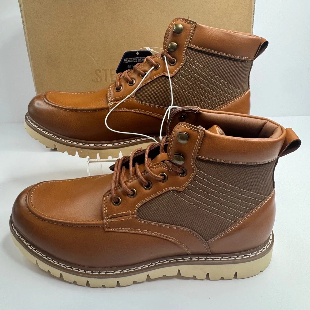 Steve Madden Mens P-Bleekr Chukka Boots Cognac Brown Ortholite Size 9 New Box